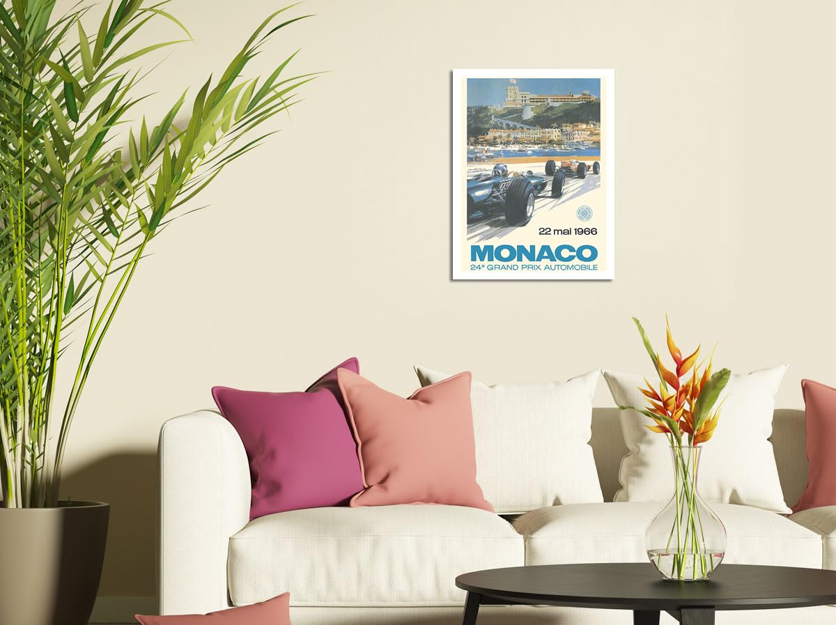 24th Monaco Grand Prix 1966 - Circuit de Monaco - Vintage Car Racing Poster by Michael Turner - Master Art Print (Unframed) 12in x 18in