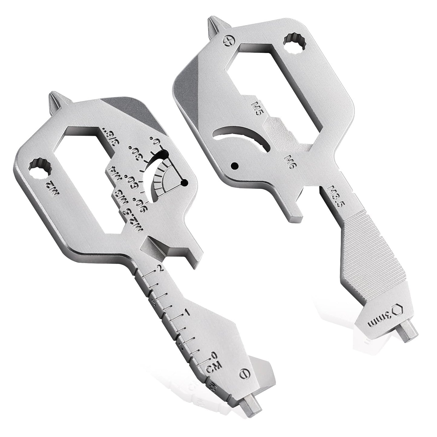 Groninog 20 IN 1 Key Shaped Multitools, Key Shaped Pocket Tool, Stainless Steel Utility Gadget, Gift for Men, Everyday Carry, Automotive, Home Improvement, Bottle Opener, Screw Driver, Silver, 1 Pcs