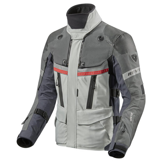 REV'IT! Men's Dominator 3 GTX Adventure Touring Motorcycle Jacket (Silver/Blue - Medium)