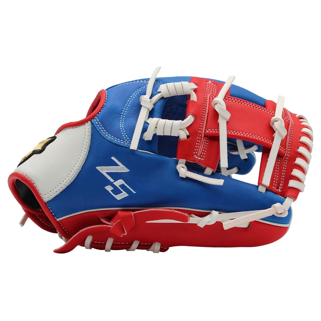 SSK Z5 Craftsman Infield Baseball Glove – 11.25” - 11.5” - 11.75” - 12” – Right & Left Hand Throw (Royal/White/Red, 11.5" - Left Hand Throw)