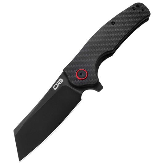 CJRB Crag Folding Pocket Knife, 3.43" AR-RPM9 Steel Blade Carbon Fiber Handle EDC Knife with Pocket Clip for Men Women Camping Survival Hiking, Black (J1904)