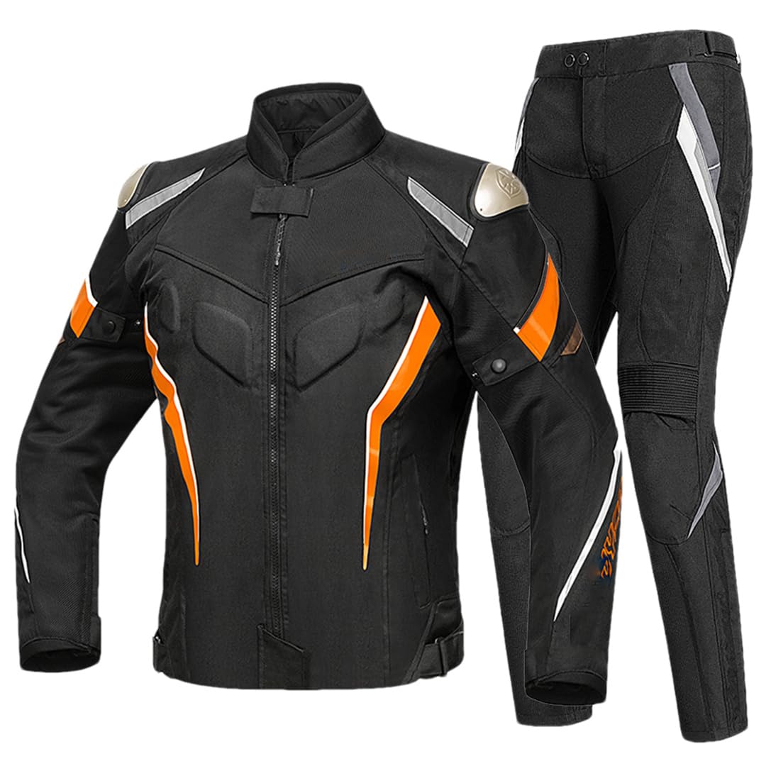 Man Breathable Motorcycle Jacket Moto Riding Jacket Abrasion Resistant Reflective Motocross Protective Gear JK103 Set BK OE L