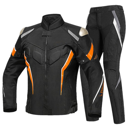 Man Breathable Motorcycle Jacket Moto Riding Jacket Abrasion Resistant Reflective Motocross Protective Gear JK103 Set BK OE L