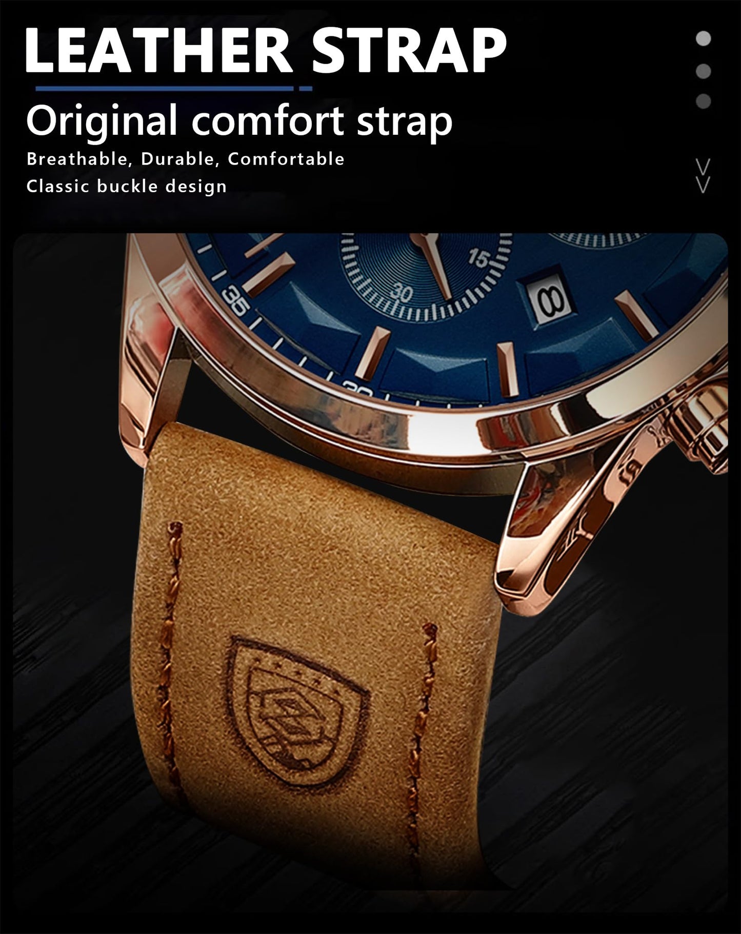 Poedagar Sports Classic Men Quartz Watch Waterproof Chronograph Luminous Date Fashion Man Wristwatch Business Leather Men's Watches Clock (Silver Blue)