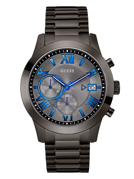 GUESS Stainless Steel Gunmetal Chronograph Bracelet Watch with Date. Color: Gunmetal (Model: U0668G2)