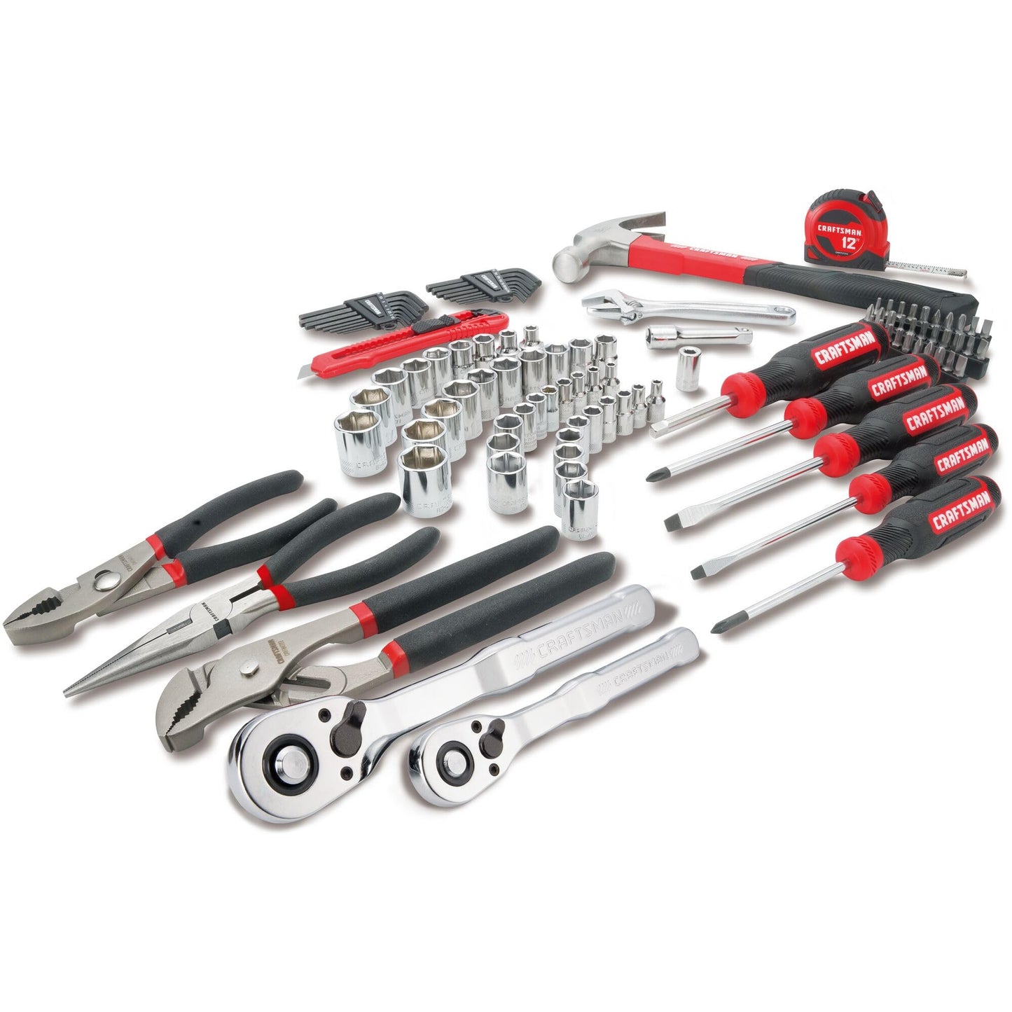 CRAFTSMAN 102-Piece Tool Kit for Home and Car, Durable Hand Tool Set with SAE/Metric Sockets (CMMT99449)