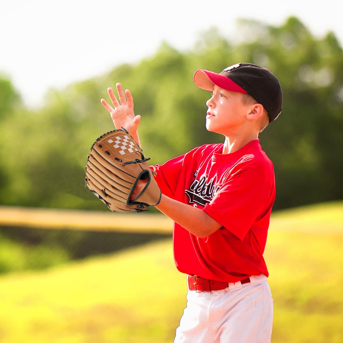 HolyElks Baseball Glove + Ball Sets, Softball Glove, Baseball Mitt, 10.5''-12.5'' for Youth Adult Training and Beginner Play, Synthetic Leather Softball Mitt, Right Hand Throw (Brown, 10.5")