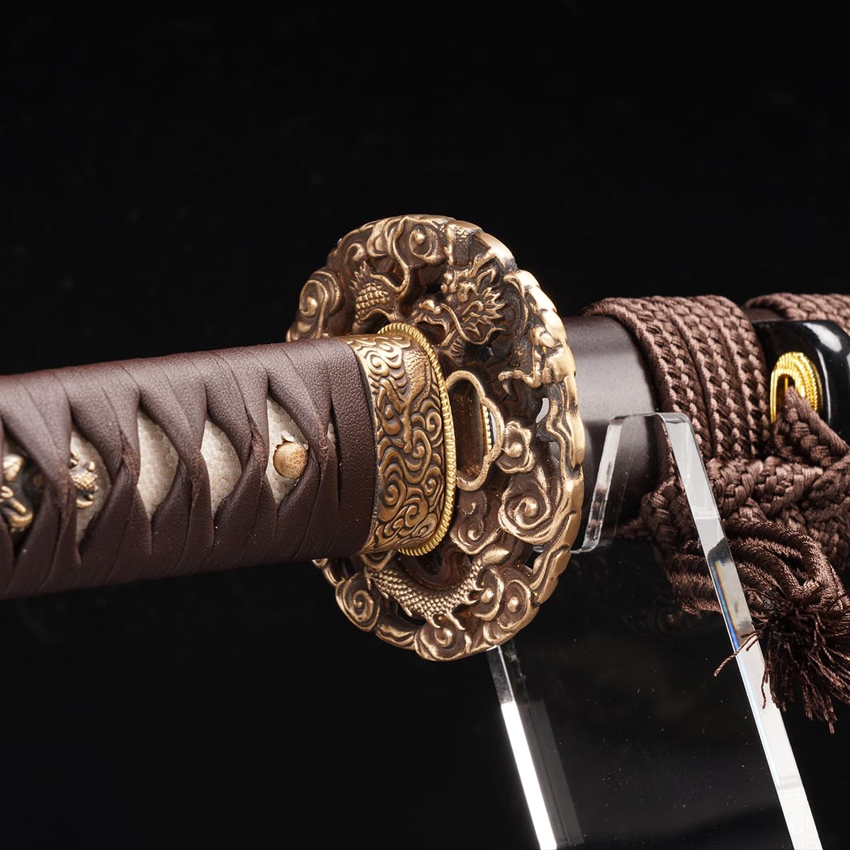 ShadowDancer Handmade Full Tang Katana Sword - Authentic T10/1095 Steel Blade with Real Hamon, Clay Temper, and Sharp Edge - Perfect for Iaido, Martial Arts Practitioners, and Collectors (ChaIshime)
