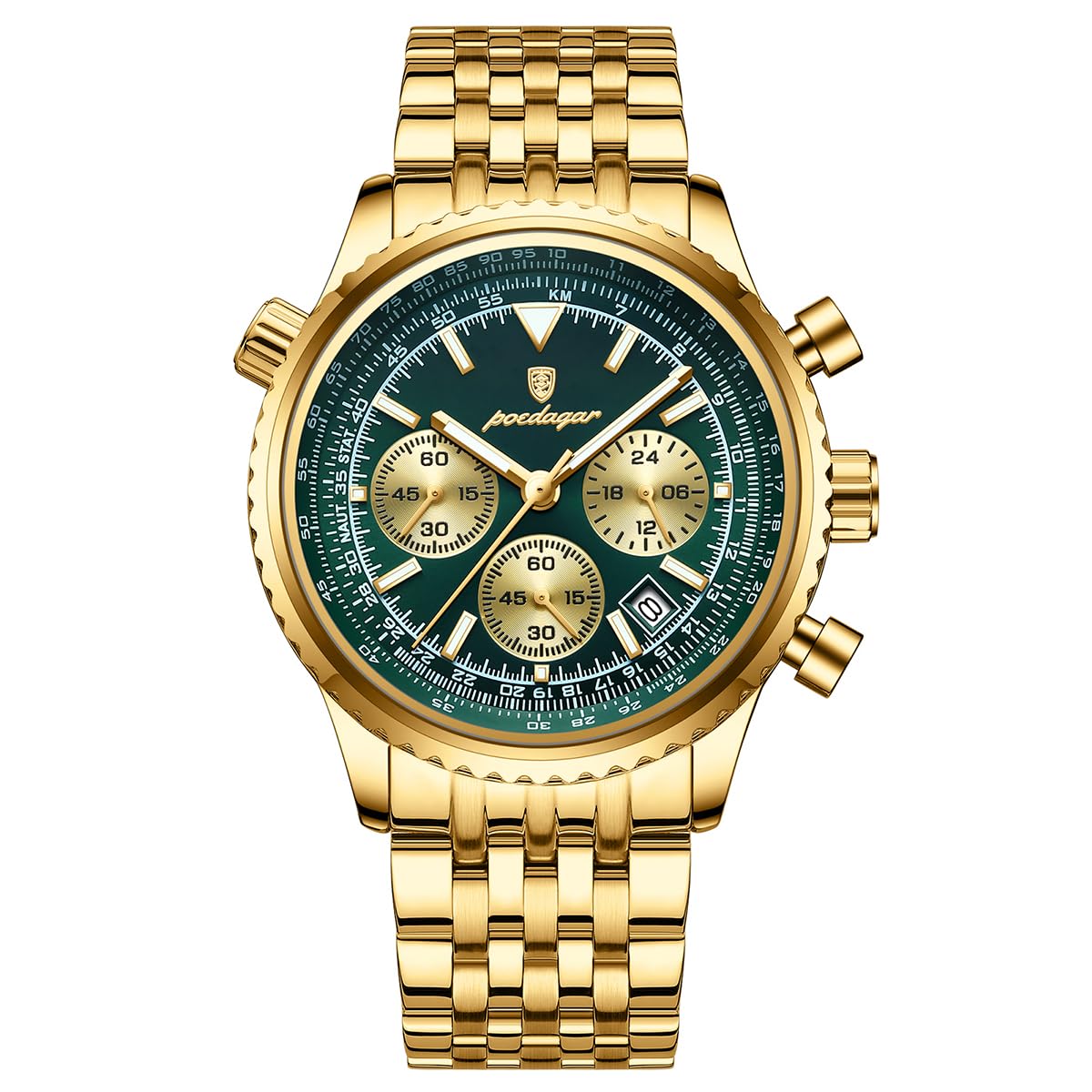 Poedagar Men Fashion Big Dial Military Quartz Watch Waterproof Luminous Date Chronograph Man's Luxury Quartz Watches Sport Stainless Steel Wristwatches