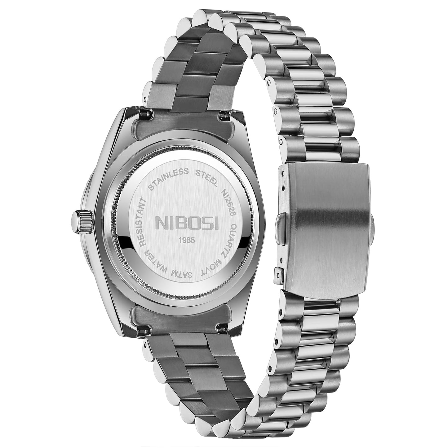 NIBOSI Men Watches Analog Quartz Stainless Steel Silver Watches for Men Waterproof Business Classic Desiger Wrist Watch with Day Date