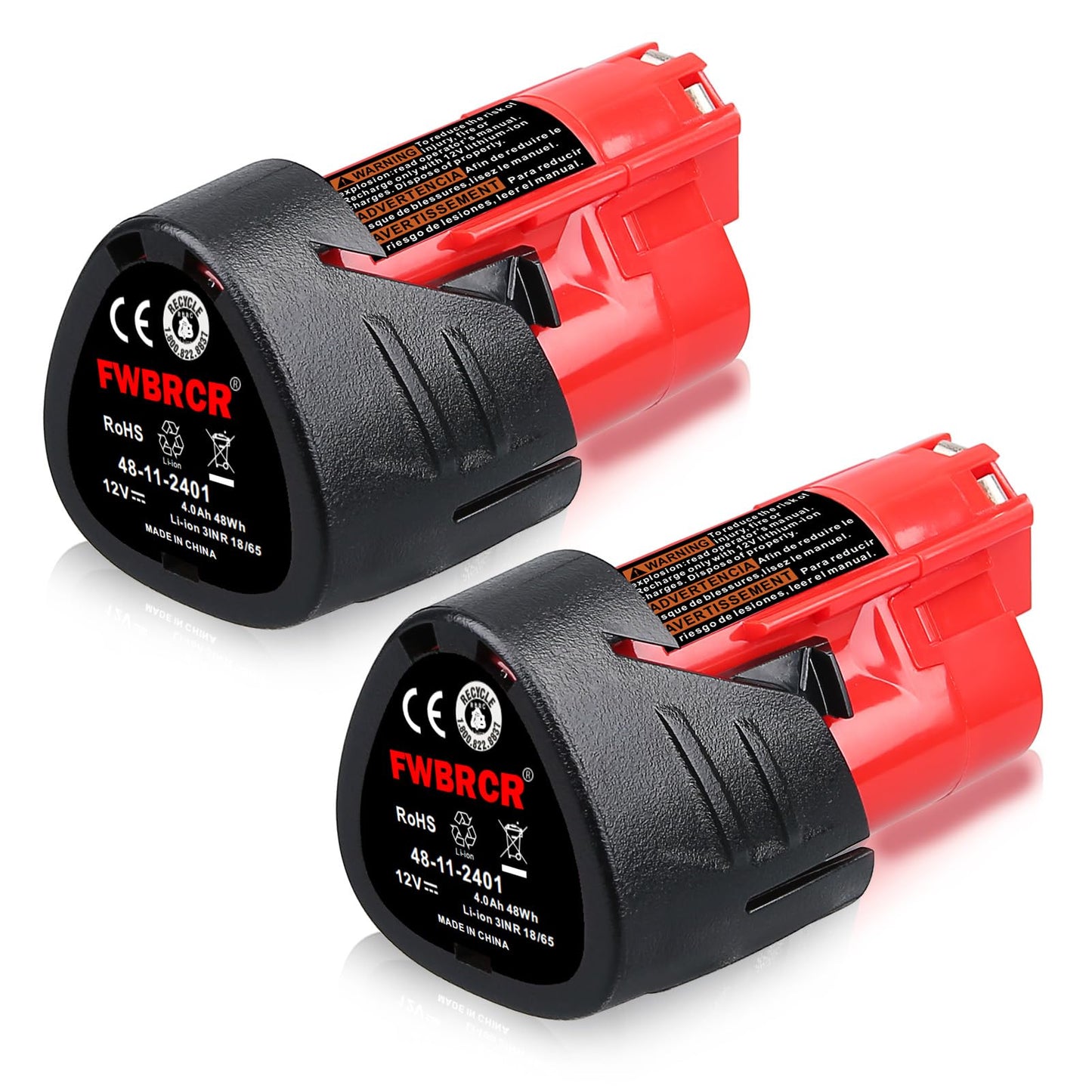 FWBRCR New Upgraded 12V 4.0Ah Replacement for Milwaukee Battery Compatible with Milwaukee 12V Batteries 4000mAh Power Tools 2 Pack