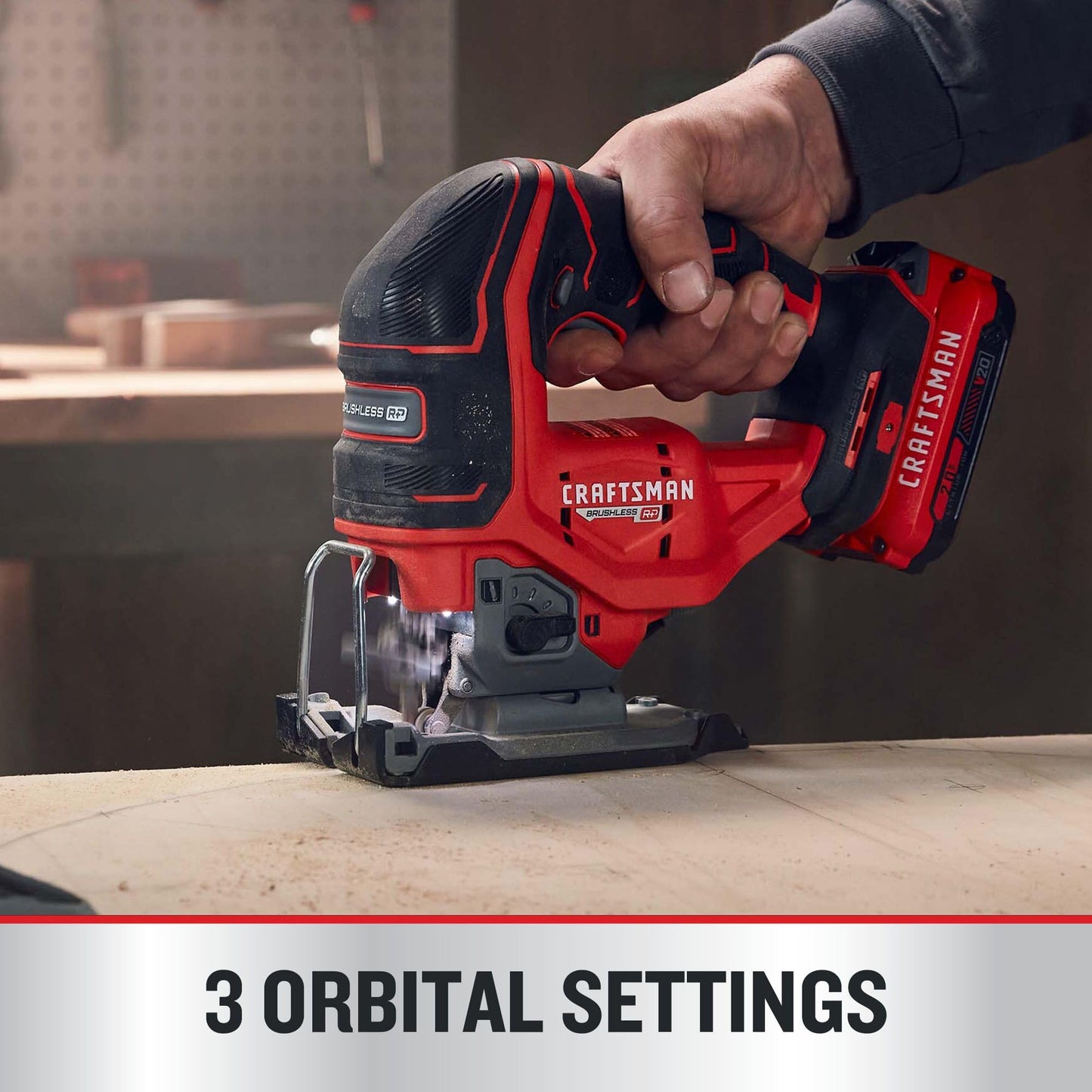 CRAFTSMAN V20 RP Cordless Jig Saw, 3 Orbital Settings, Up to 3,200 SPM, Variable Speed Keyless, Bare Tool Only (CMCS650B)