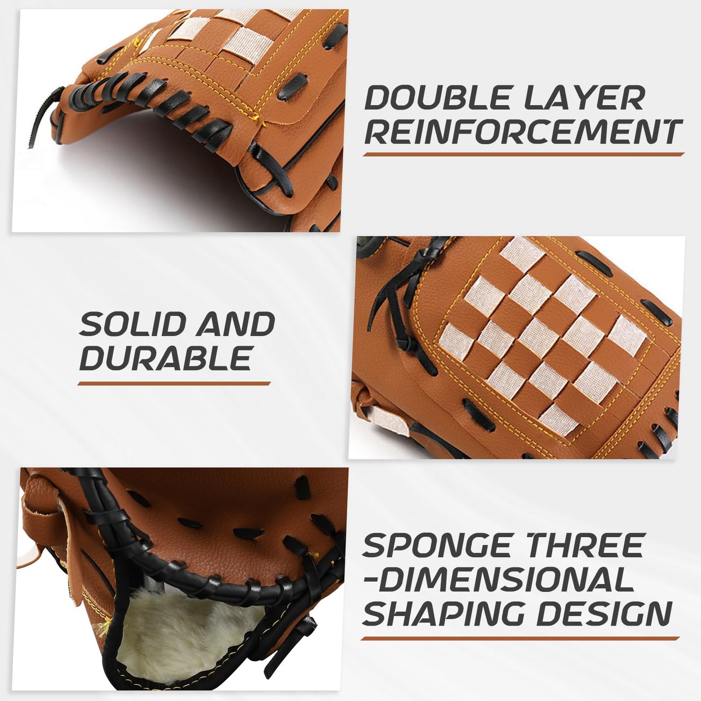 HolyElks Baseball Glove + Ball Sets, Softball Glove, Baseball Mitt, 10.5''-12.5'' for Youth Adult Training and Beginner Play, Synthetic Leather Softball Mitt, Right Hand Throw (Brown, 10.5")