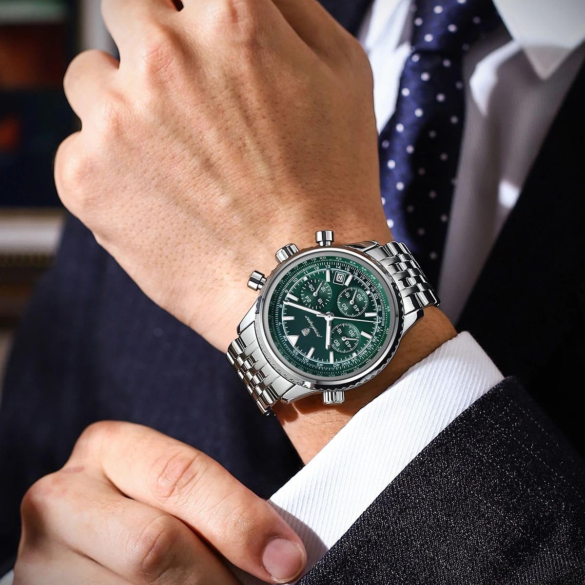 Poedagar Men Fashion Big Dial Military Quartz Watch Waterproof Luminous Date Chronograph Man's Luxury Quartz Watches Sport Stainless Steel Wristwatches