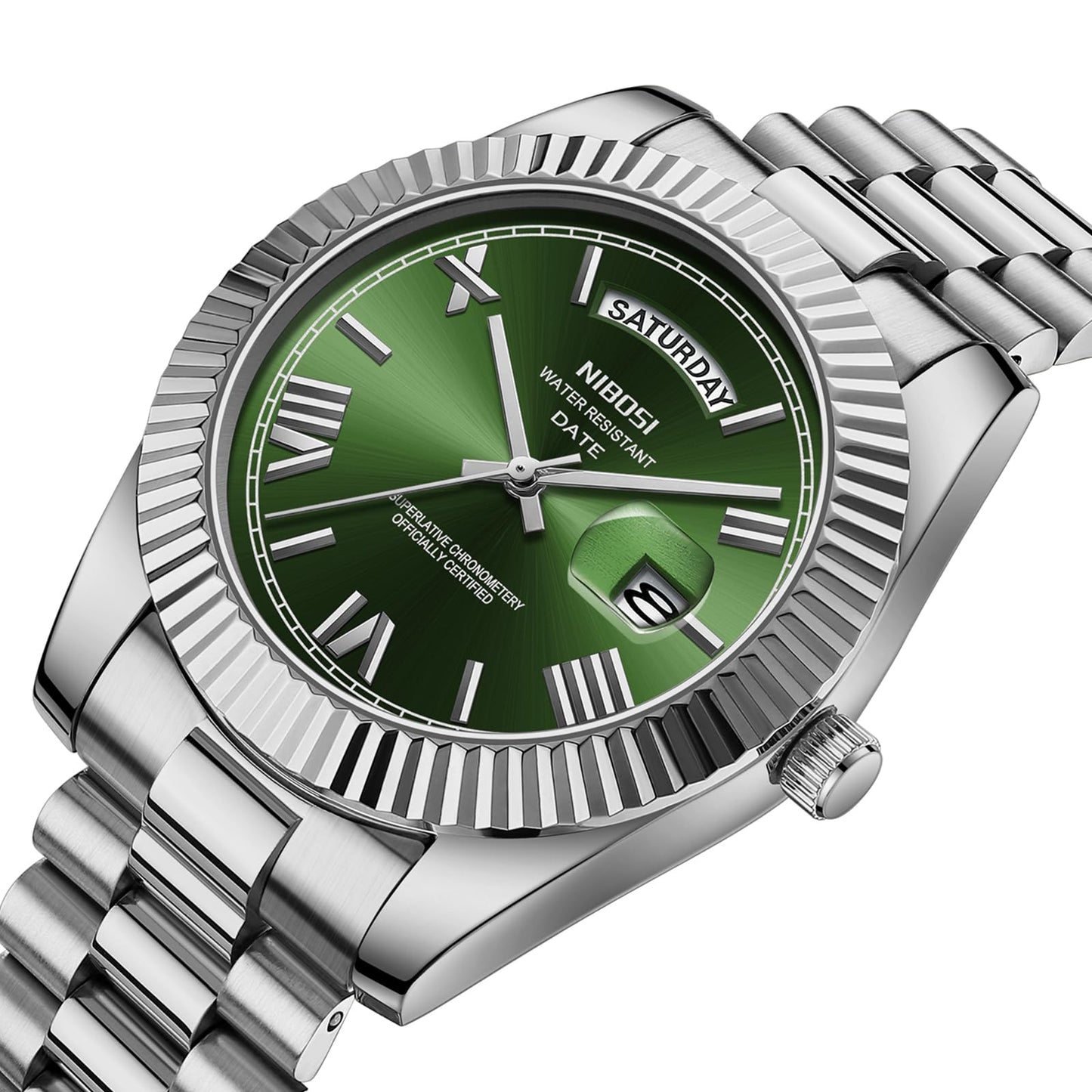 NIBOSI Men Watches Analog Quartz Stainless Steel Silver Watches for Men Waterproof Business Classic Desiger Wrist Watch with Day Date
