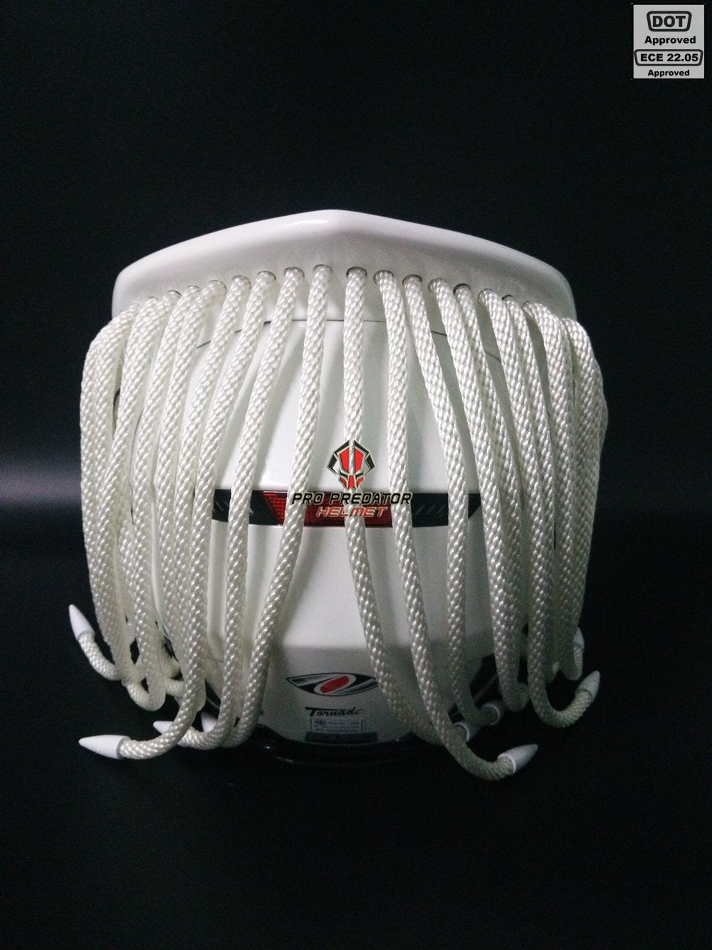 Pro Predator Motorcycle DOT Approved White Helmet include Tri Laser Top Level T03