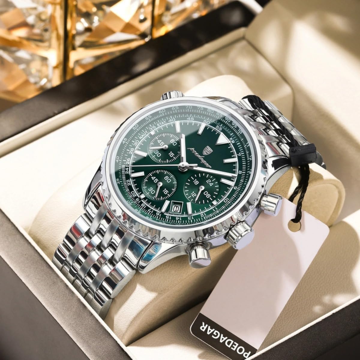 Poedagar Men Fashion Big Dial Military Quartz Watch Waterproof Luminous Date Chronograph Man's Luxury Quartz Watches Sport Stainless Steel Wristwatches