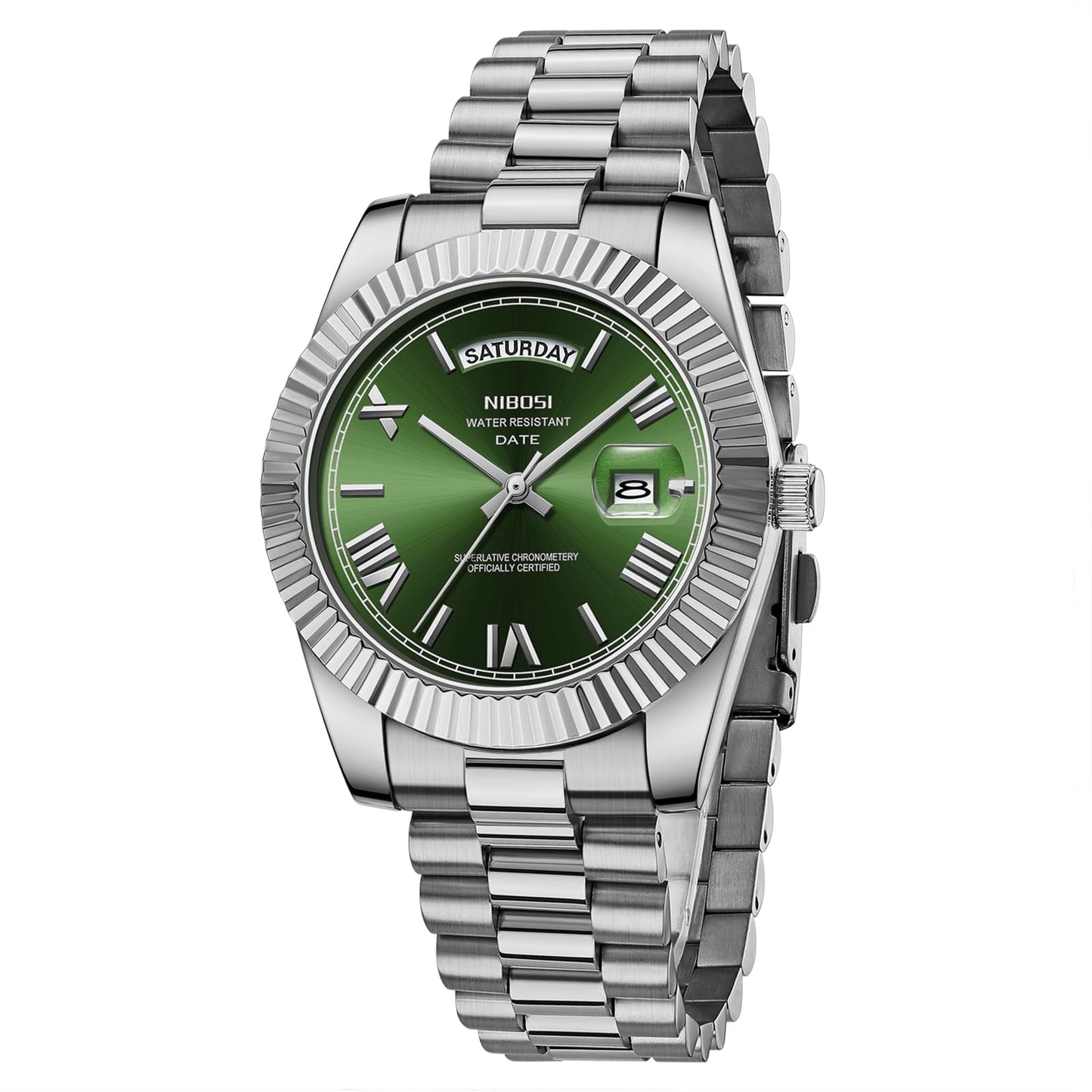 NIBOSI Men Watches Analog Quartz Stainless Steel Silver Watches for Men Waterproof Business Classic Desiger Wrist Watch with Day Date