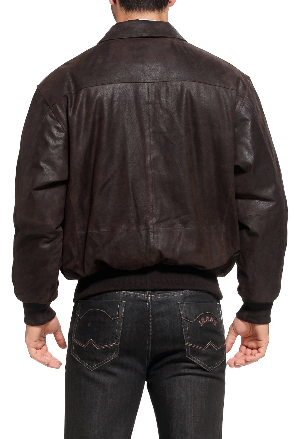 Landing Leathers Men's Air Force A-2 Leather Flight Bomber Jacket Distressed Brown Large