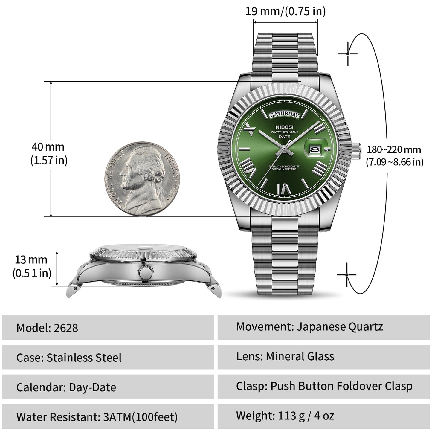 NIBOSI Men Watches Analog Quartz Stainless Steel Silver Watches for Men Waterproof Business Classic Desiger Wrist Watch with Day Date