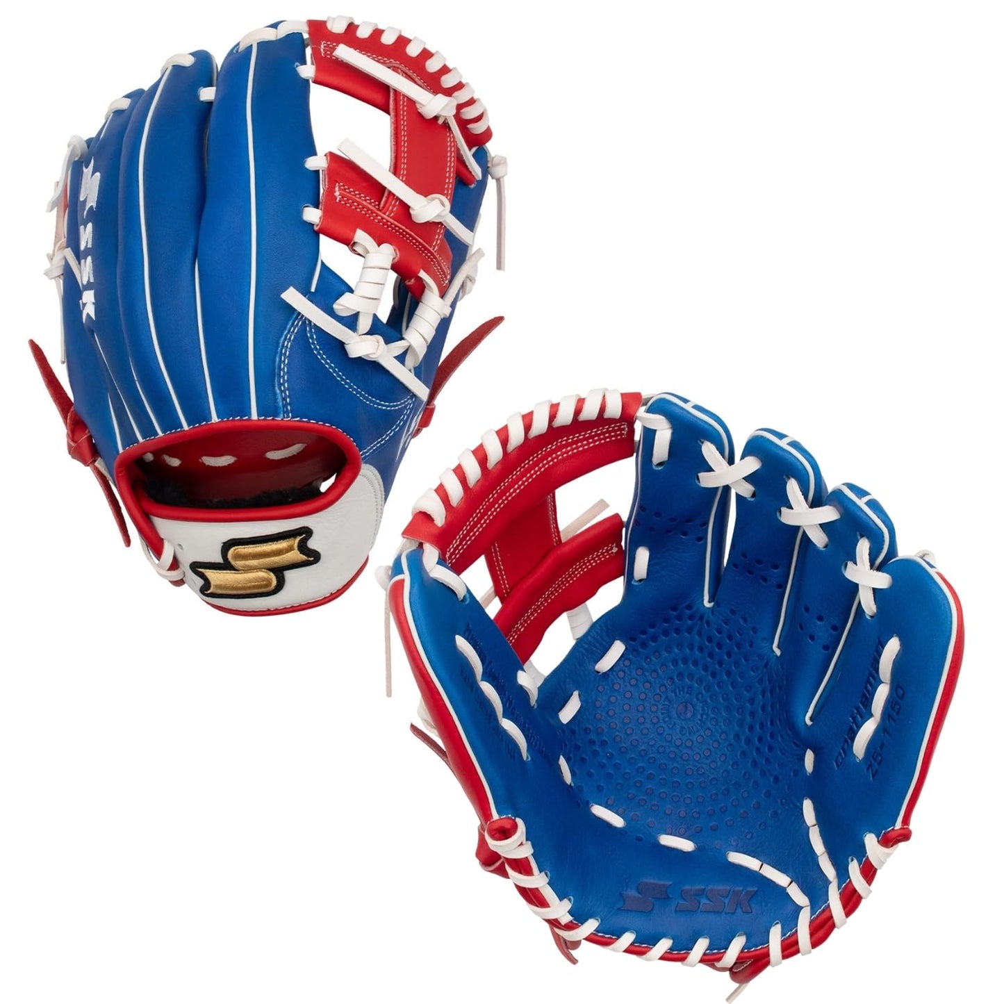 SSK Z5 Craftsman Infield Baseball Glove – 11.25” - 11.5” - 11.75” - 12” – Right & Left Hand Throw (Royal/White/Red, 11.5" - Left Hand Throw)