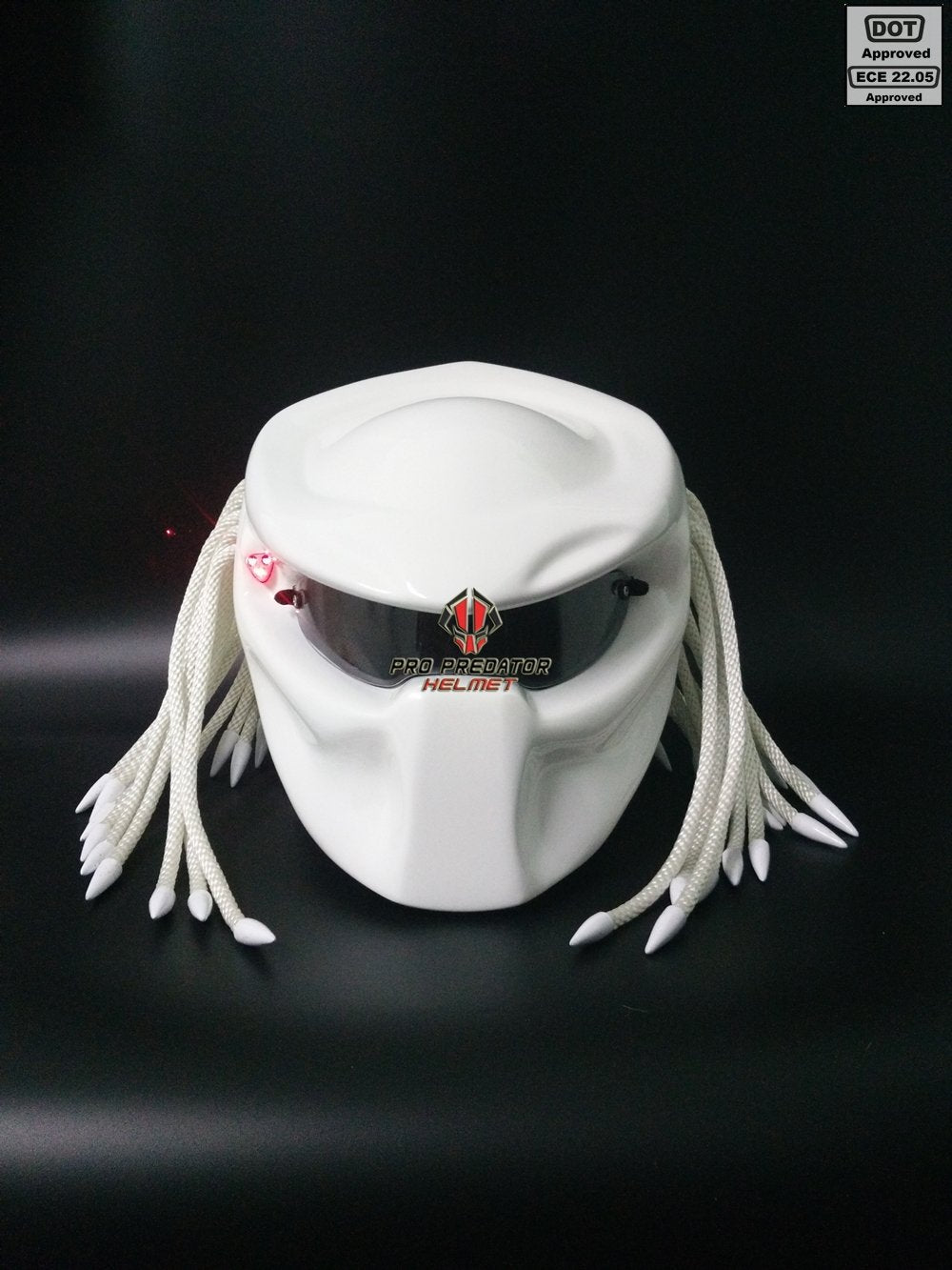 Pro Predator Motorcycle DOT Approved White Helmet include Tri Laser Top Level T03