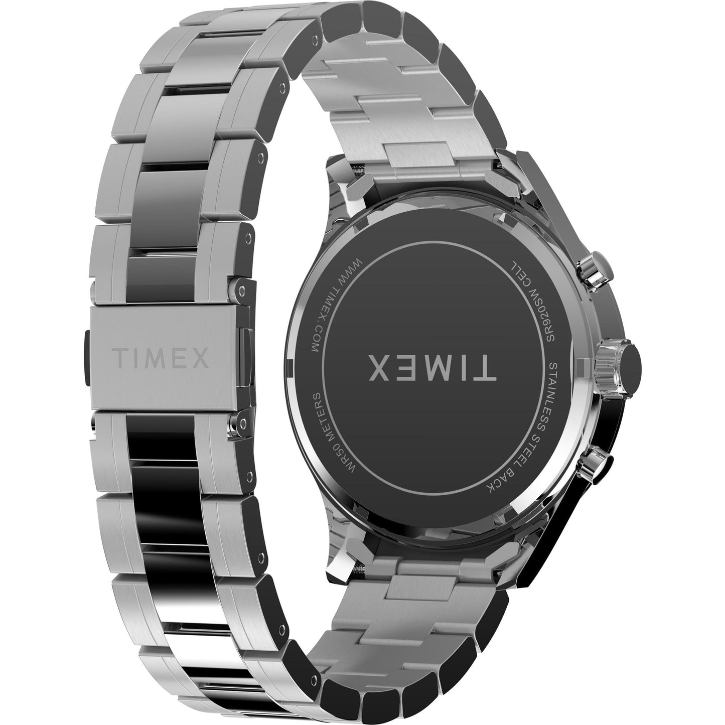 Timex Men's Dress Chronograph 43mm Watch - Silver-Tone Bracelet Black Dial Silver-Tone Case
