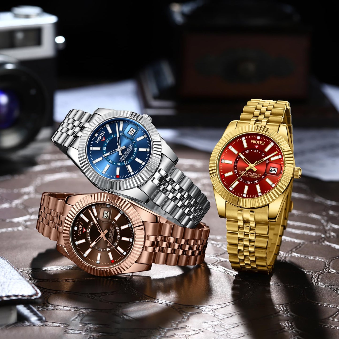 NIBOSI Watches for Men Analog Quartz Stainless Steel Dial Silver Strap with Date Waterproof Business Classic Luxury Dress Mens Wrist Watches