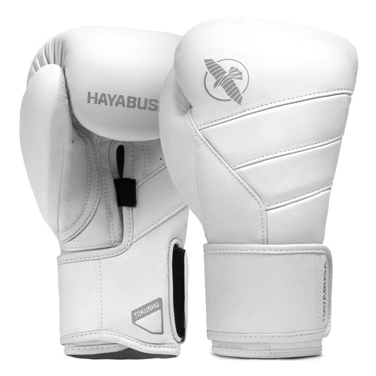 Hayabusa T3 Kanpeki Leather Boxing Gloves Men and Women for Training Sparring Heavy Bag and Mitt Work - White, 12oz