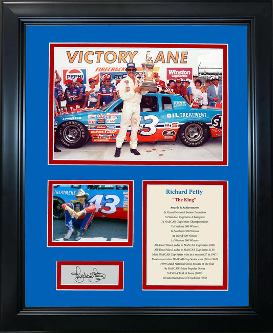 Framed Richard Petty Hall of Fame Facsimile Laser Engraved Signature Auto 11"x14"Photo Sig Collage