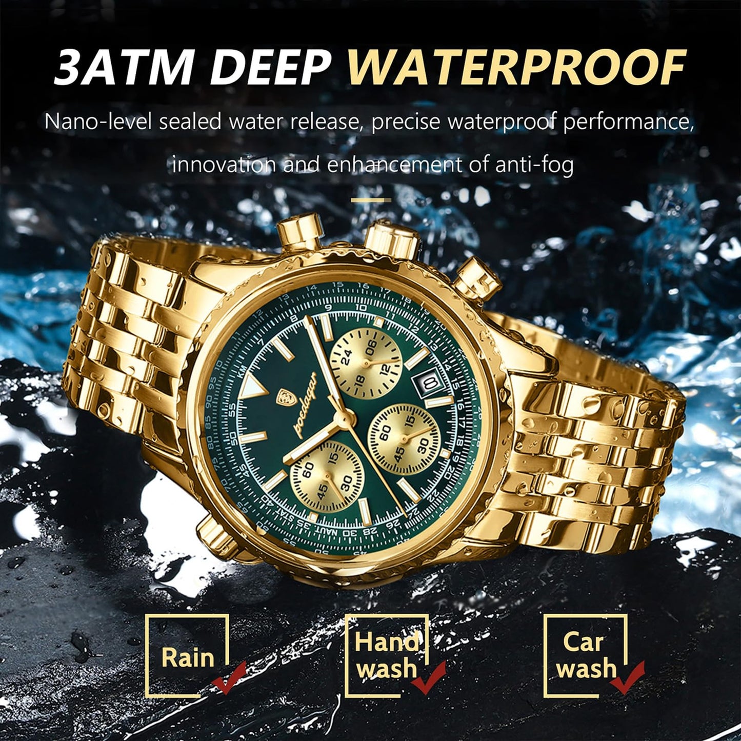 Poedagar Men Fashion Big Dial Military Quartz Watch Waterproof Luminous Date Chronograph Man's Luxury Quartz Watches Sport Stainless Steel Wristwatches