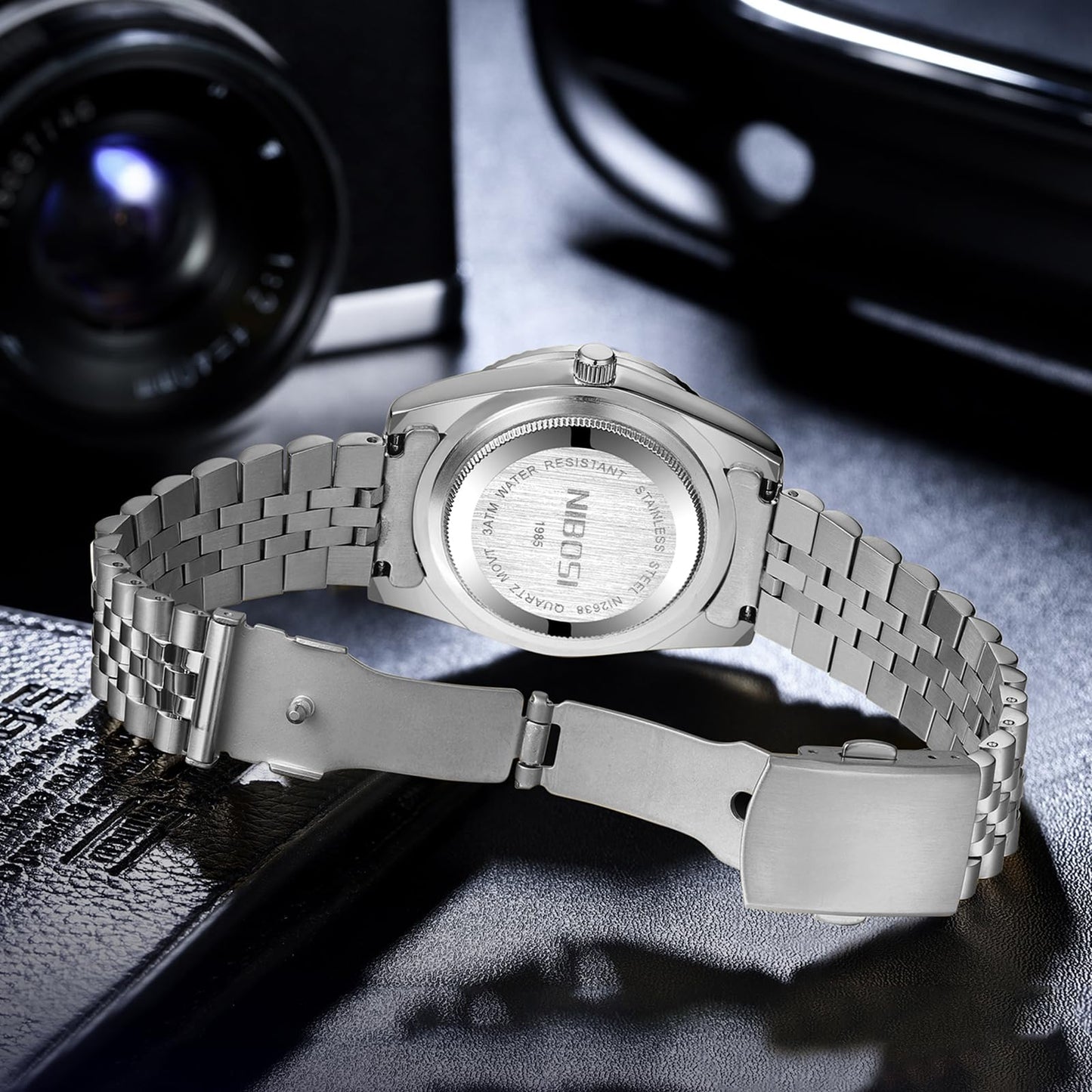 NIBOSI Watches for Men Analog Quartz Stainless Steel Dial Silver Strap with Date Waterproof Business Classic Luxury Dress Mens Wrist Watches