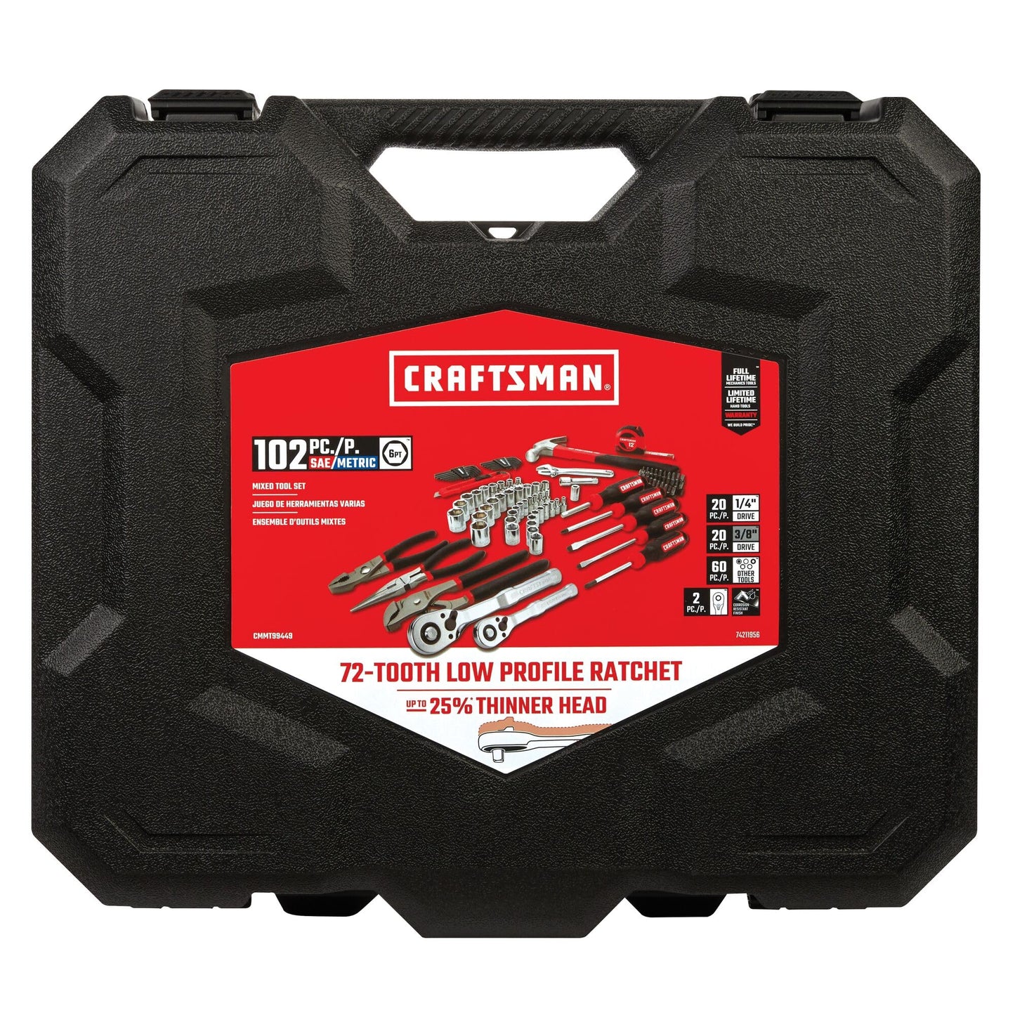 CRAFTSMAN 102-Piece Tool Kit for Home and Car, Durable Hand Tool Set with SAE/Metric Sockets (CMMT99449)
