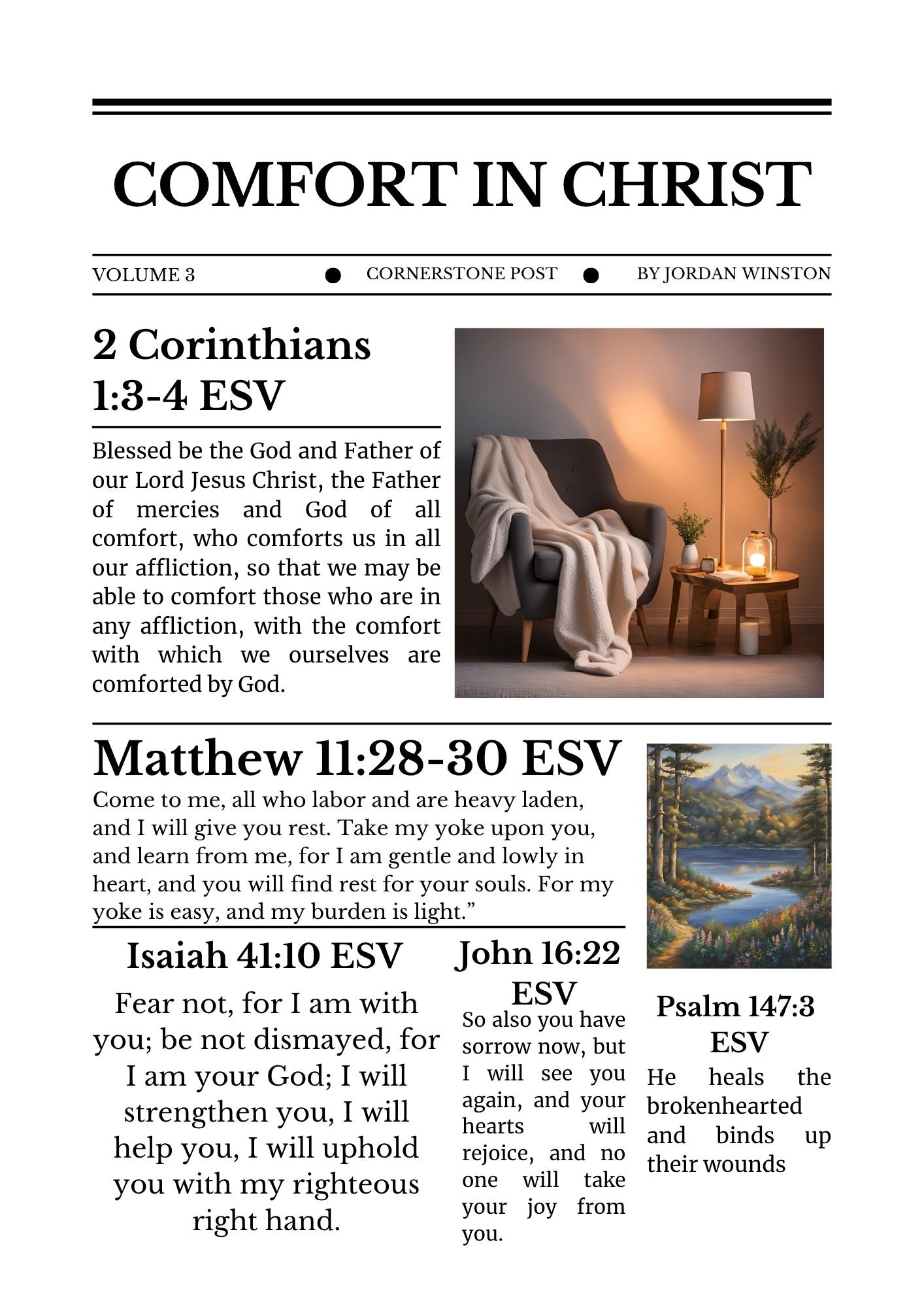 Cornerstone Post - Comfort In Christ Vol 3 - News Letter